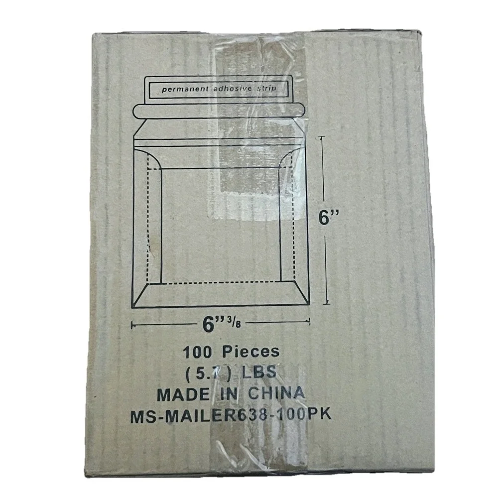 100 Pack White Rigid Stay Flat Mailers 6 3/8
